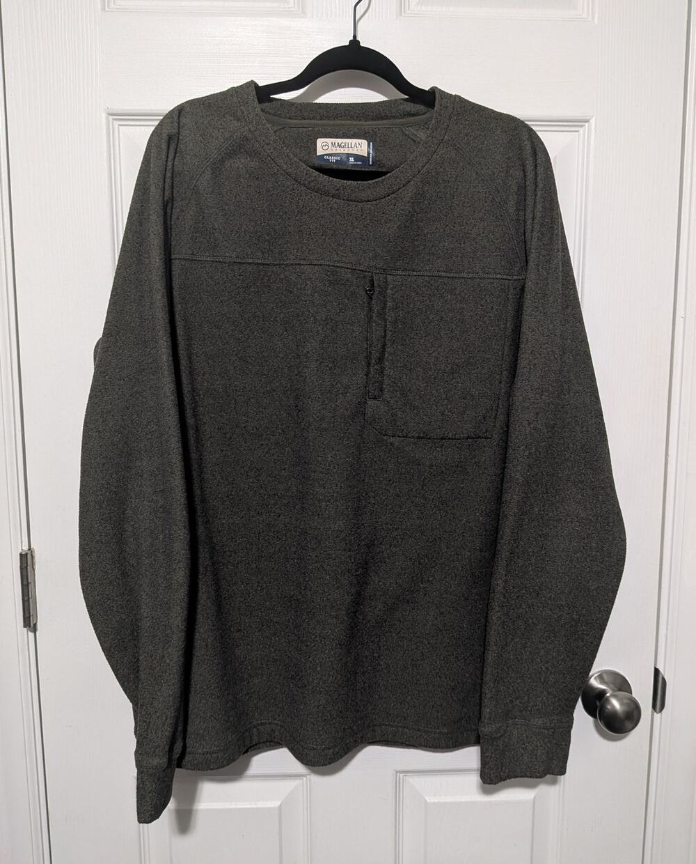 Magellan Outdoors Mens Long Sleeve Performance Top Utility Pocket Shirt Green XL